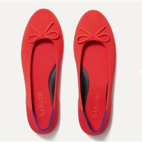 NEW Rothy's The Ballet Flats Womens 11.5 Glamour Red Holiday Comfort Chic - Picture 1 of 7
